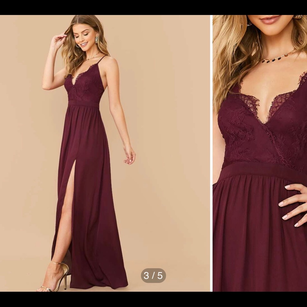 Lace Split Thigh Cami Dress